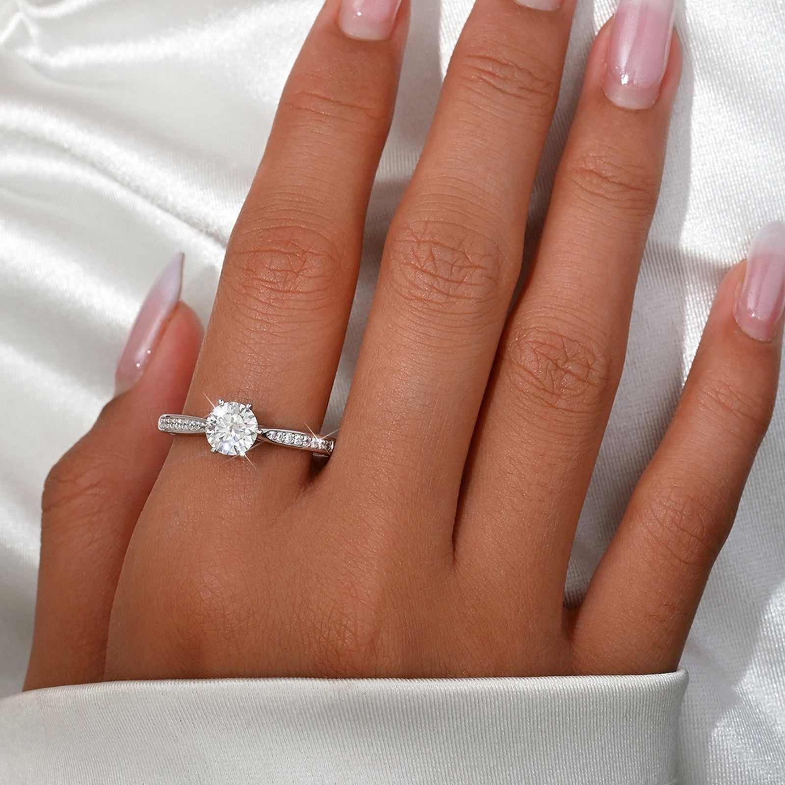 KnSam Auténticas joyas de platino 950, anillos de pareja con moissanita, anillos de pareja PT950, talla 53 (16,9)