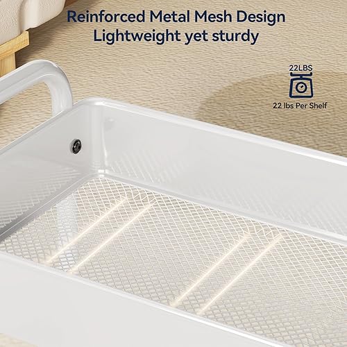 Miniatura 7 de YASONIC Carrito con ruedas de 3 niveles, carrito utilitario de metal con ruedas, organizador de almacenamiento mejorado con tazas y ganchos