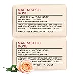 Wavertree & London Marakech Rose Scented Natural Soap Bars (2 Bars), 7oz Moisturizing French Triple Milled Soap enriched with shea butter - Plant Oil Bath & Body Soap Bars [100% Naturally derived]