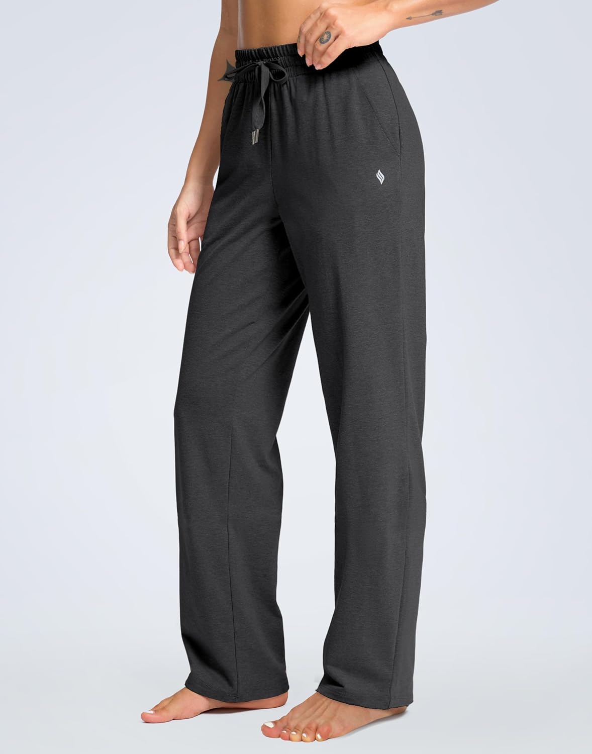 SANTINY 31"/33"/35" Women's Tall Cotton Sweatspants Yoga Lounge Casual Pants Open Bottom Sweat Pants for Women with Pockets - Image 2