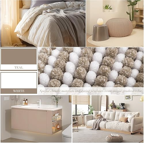 Miniatura 39 de BSICPRO Juego de alfombras y tapetes de baño, 2 piezas de felpilla gruesa y absorbente, antideslizantes, suaves y peludas para baño, lavables a