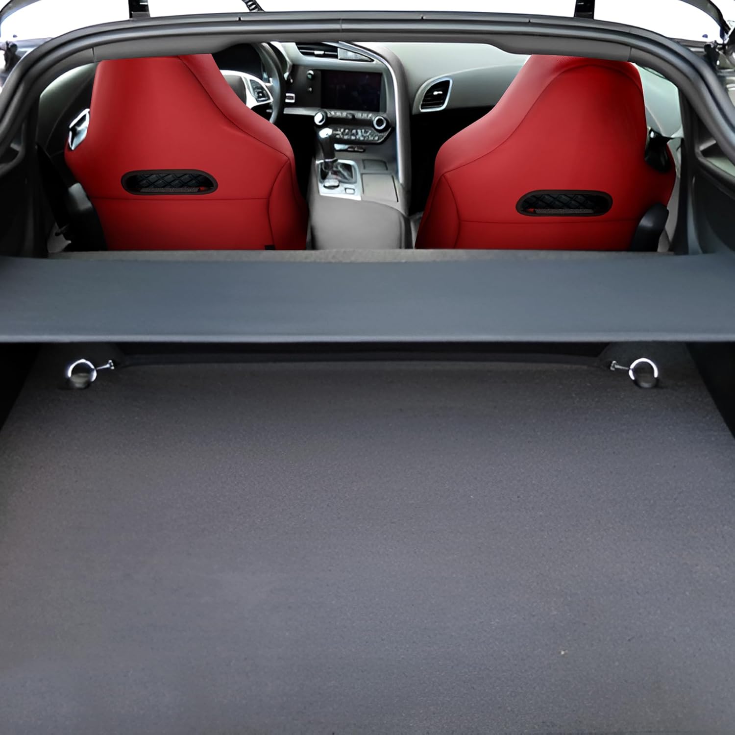 GIANT PANDA Front Car Seat Covers Customized Fit 2014 2015 2016 2017 2018 2019 Chevy Chevrolet Corvette C7 Standard Seats, Leather, Black&Red