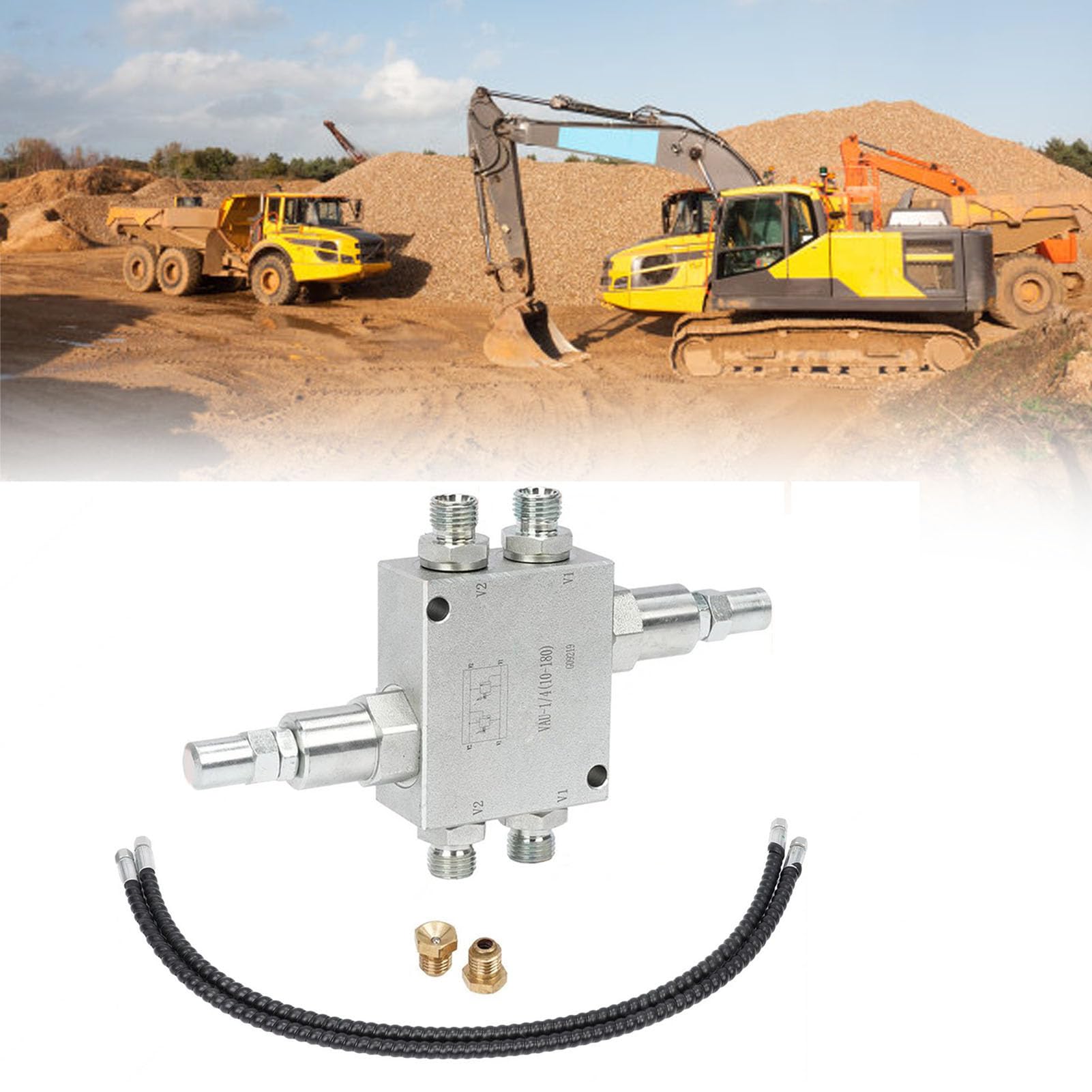 Goshyda Kit de Válvula de Amortiguación de Suave para Miniexcavadora, Junta Roscada M14x1.5 con Manguera Hidráulica de 1/4 de Pulgada, Construcción de Acero de Aleación