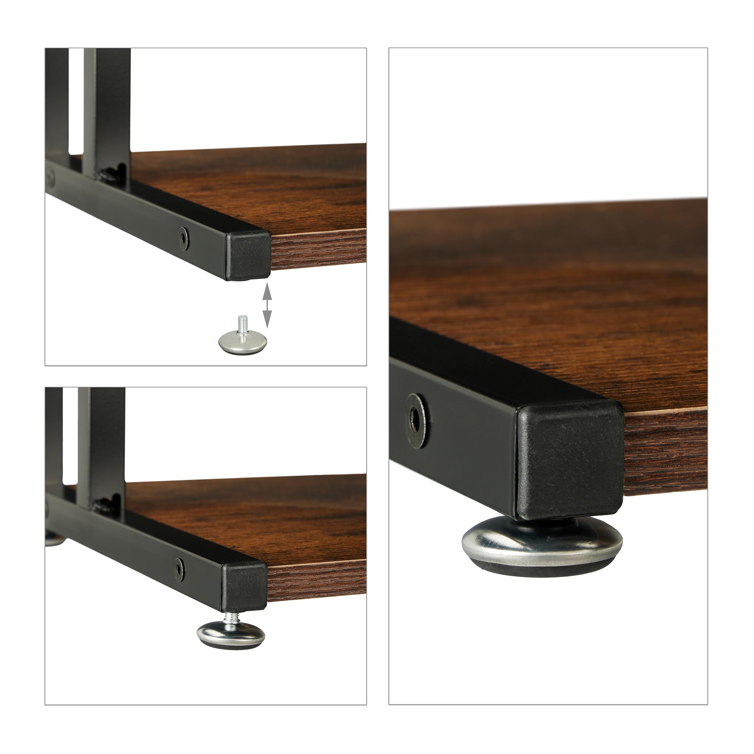 Relaxdays Support d'imprimante, Organiseur de Bureau, H x L x P : 28 x 44 x 28 cm, Design Industriel, Marron foncé/Noir