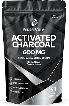 Activated Charcoal 600mg | 90 Capsules | Reduce Flatulence, Gas & Bloating | Detox