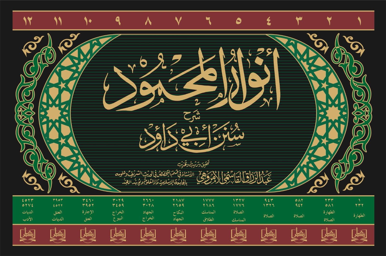 Zakaria Book Depot's Anwar Al Mehmood Arabic Explanation of Sunan Abu Dawood, 12 Volume Set , زکریا بک ڈپو کے انوار المحمود عربی تفسیر سنن ابوداؤد