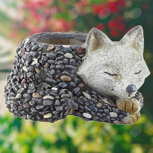 Miniatura 10 de Red Carpet Studios Maceta de estatua para interiores y exteriores, 9 x 14 pulgadas, querubín Querubín,Rana de piedra,Gato,Perro,Zorro,Gallo,búho