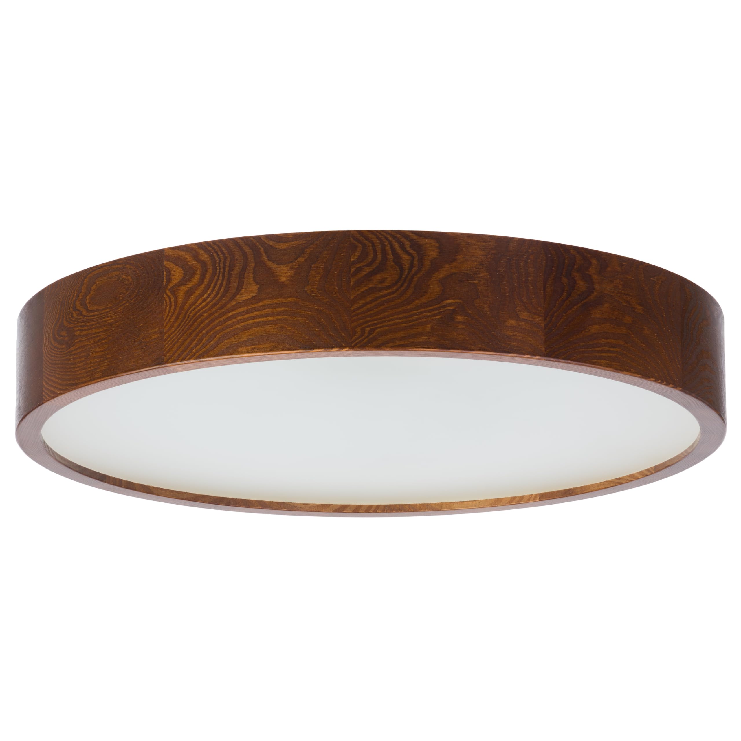 Plafoniera rotonda legno noce 3xE27 (47 cm) LEJA | Legno massello, Installazione facile, Prodotto nell'UE, CE, Paralume in vetro satinato, Facile da pulire