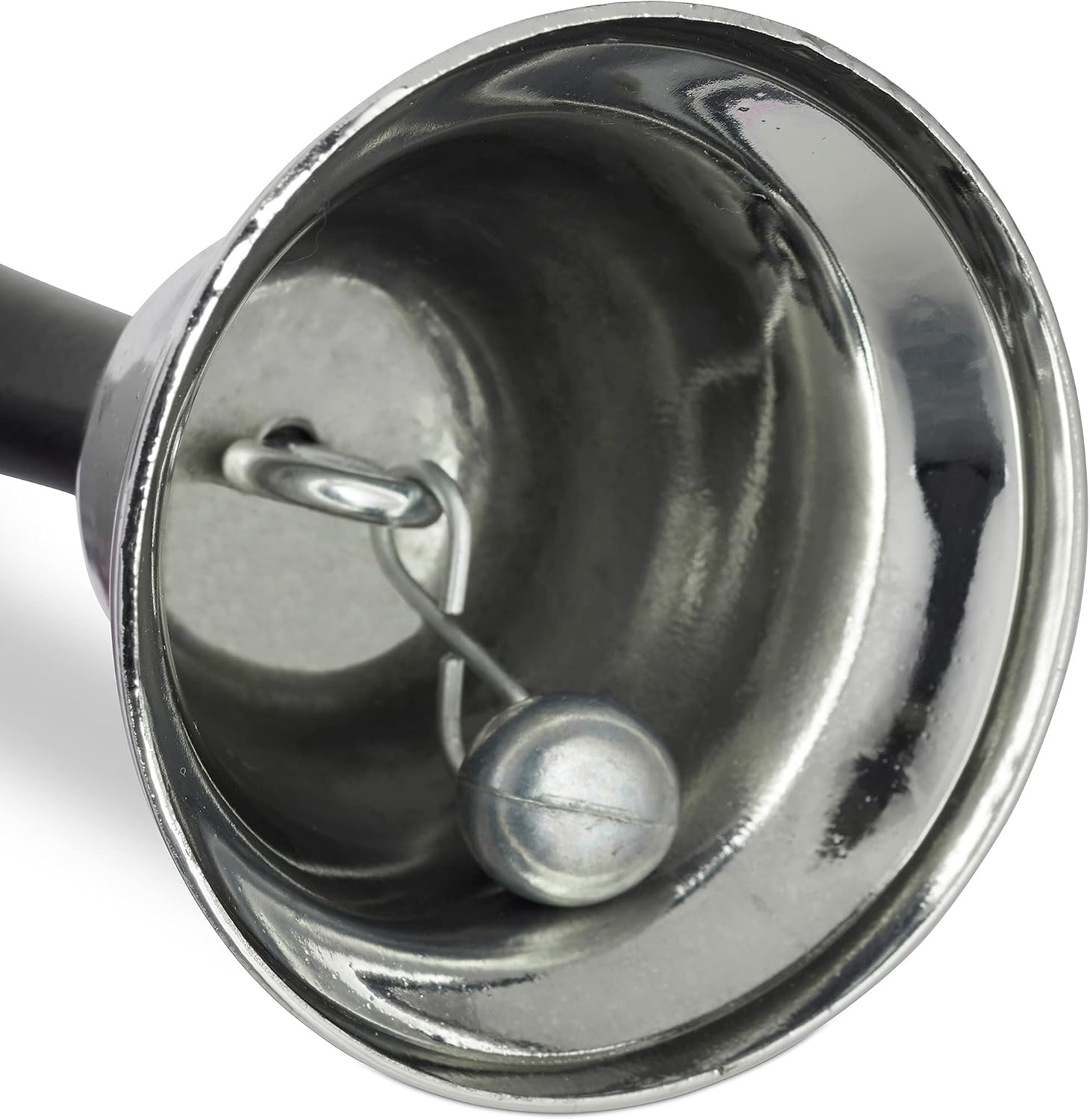 Relaxdays Loud Table & Hand Bell, Office Desk Call Bell with Wooden Handle, Christmas Decoration or Front Desk Bell, 12 cm, Silver