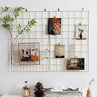 PEAUARL Gold Metal Mesh Wall Grid Panels (17.5" x 11.8", Pack of 2) - Rustproof Photo Display, Message Board & Organizer
