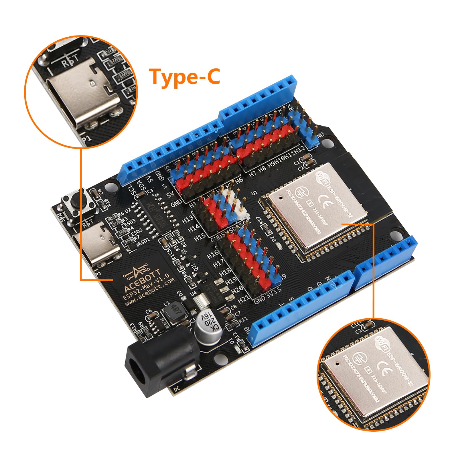 ACEBOTT ESP32 Płytka rozwojowa Max V1.0, kompatybilna z Arduino USB-C WiFi Bluetooth MicroPython, zestaw do kodowania robotyki domowej, STEM Mini PC/moduł konsoli do gier dla nastolatków i twórców