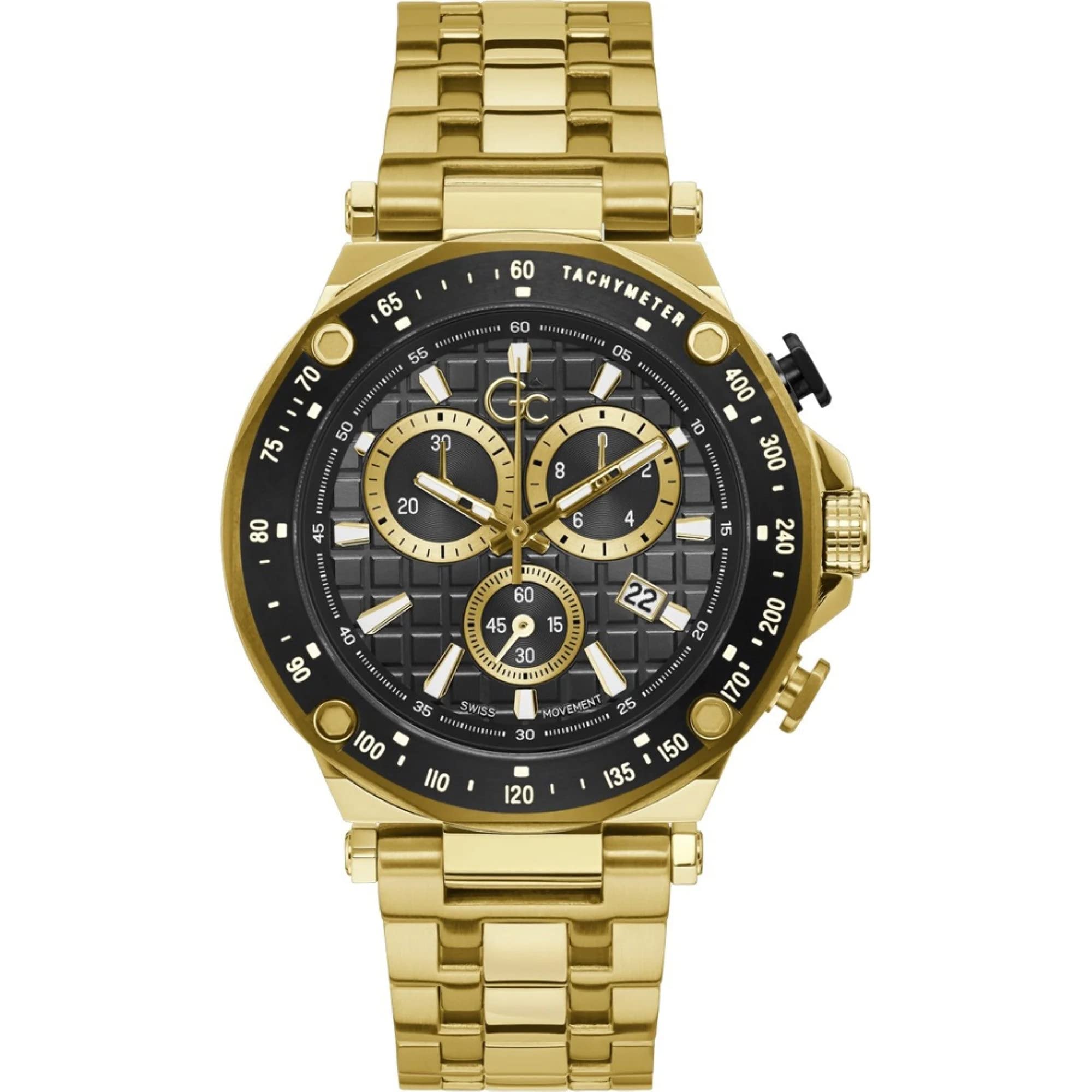 Gc Men's Chronograph Quartz Stainless Steel Bracelet Y81001G2MF Gold