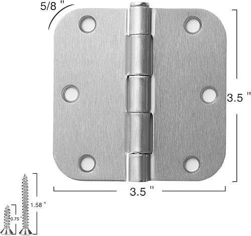 Vista 133 de Paquete de 6 bisagras redondeadas, radio de 5/8 de pulgada, herrajes para cabaña, bungalow, apartamento, casa rodante, rascacielos, habitación