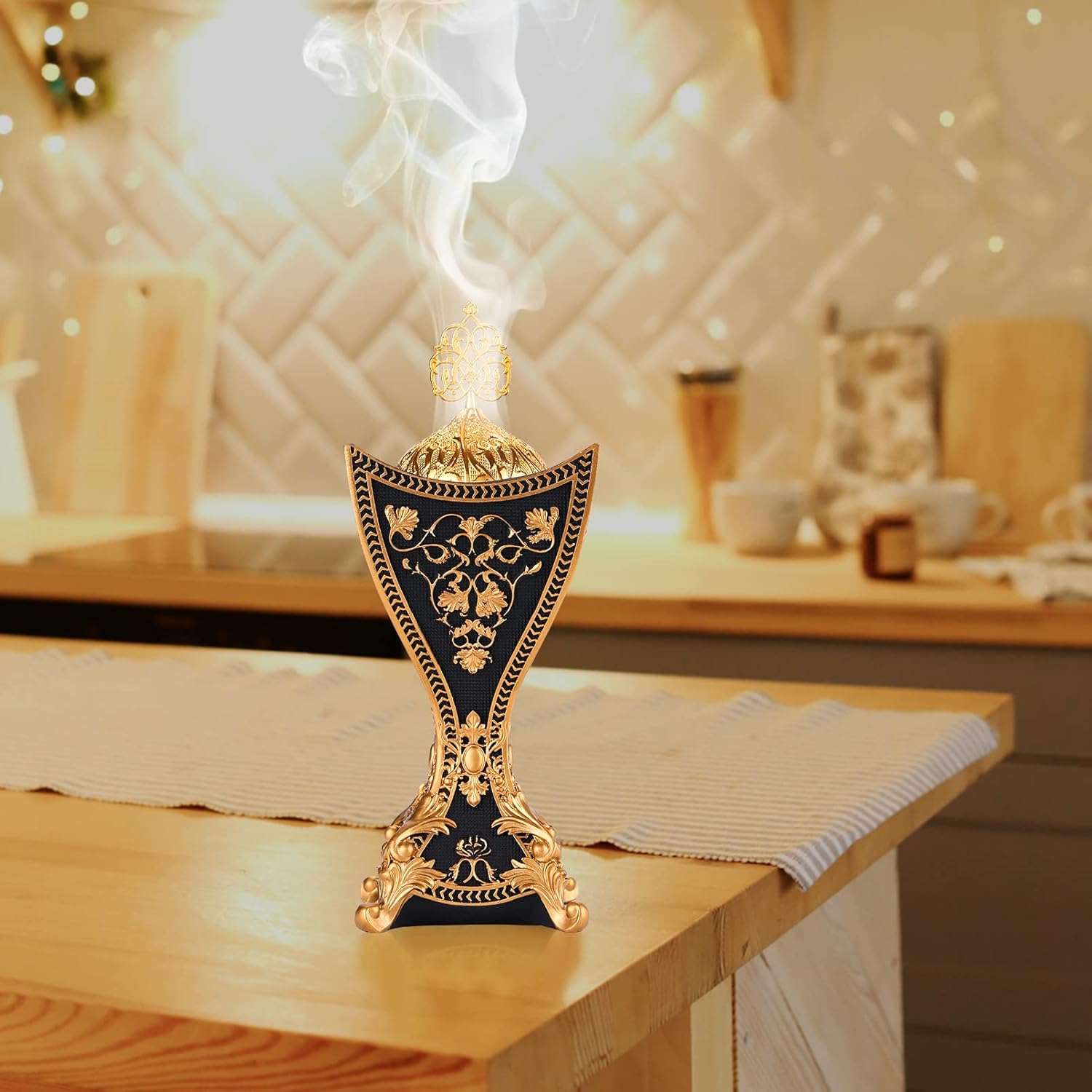 Frankincense Resin Incense Burner,Bakhoor Burner, Charcoal Incense Burner, Portable Incense Censer - for Yoga,Spa Aromatherapy,Office & Home Decor(Black)