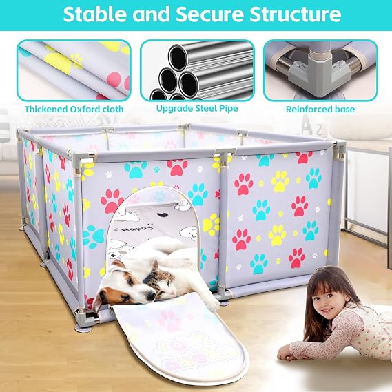 Whelping Box for Extra Tall Dog + Whelping Pad Playpen Whelping Supplies for Large Small Breed Dogs Puppies 120x120x63cm