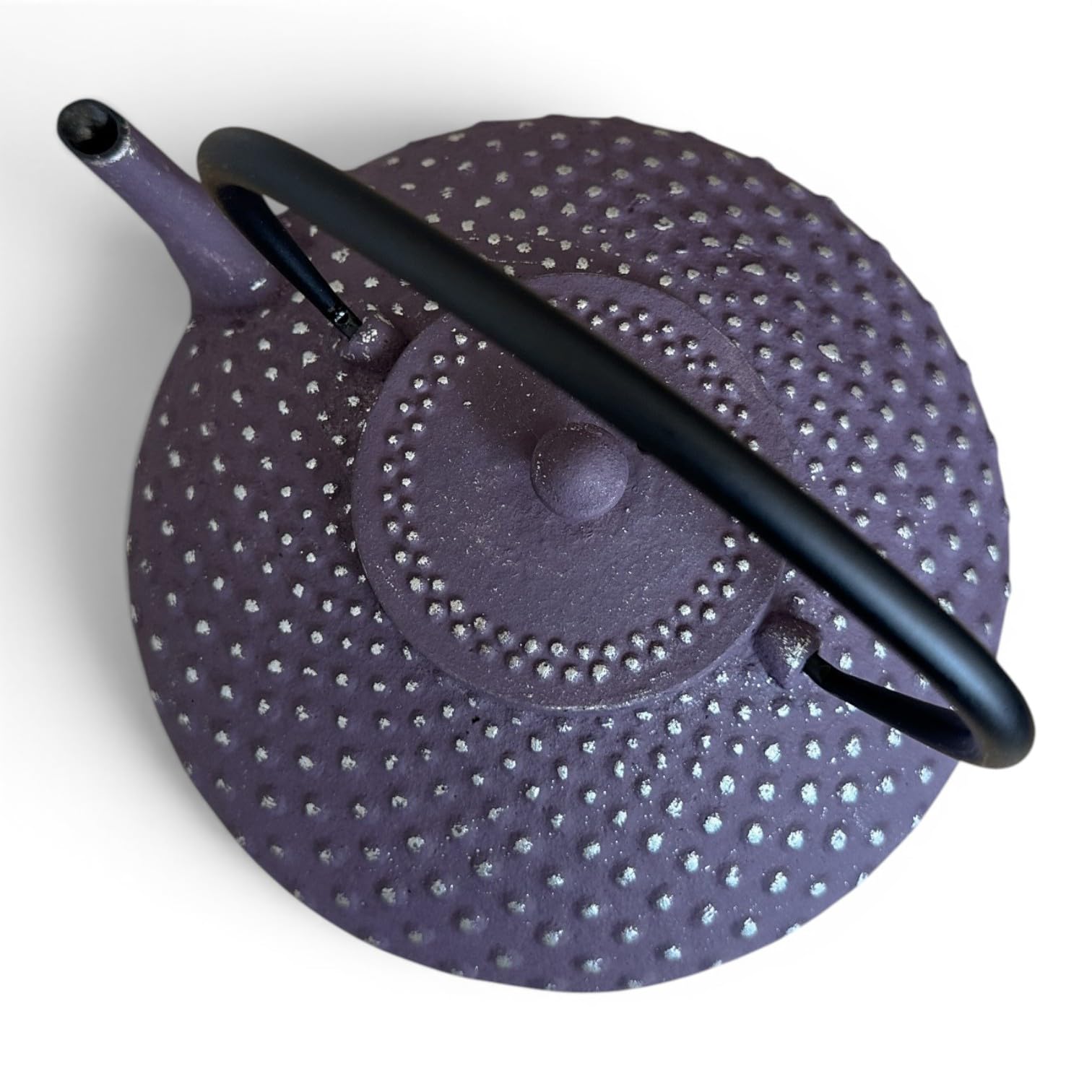 SO SKIN IDASY Théière en fonte violette 1,2L motif picot japonais, grande capacité avec filtre inox, teapot cast iron design élégant, service à thé, idée cadeau femme originale