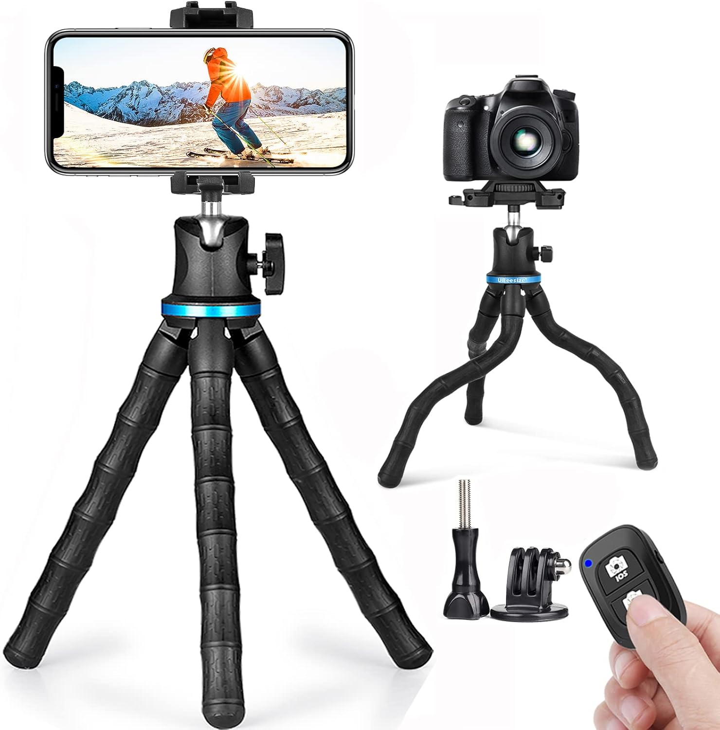 UBeesize Phone Tripod 12 Inch Flexible Cell Phone Tripod for iPhone with Remote Shutter Cold Shoe Universal Mobile Phone Mount for Samsung Google GoPro and 1K Camera Stand Holder with 1/4 Screw : Electronics