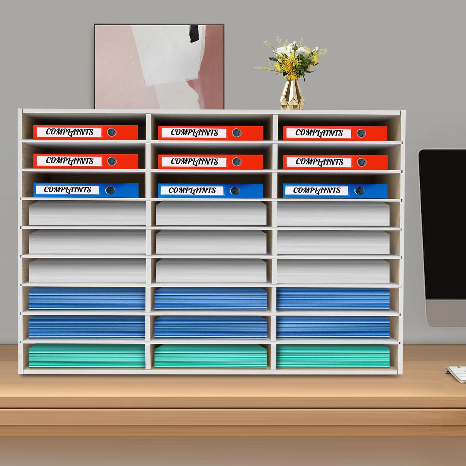 Organizer da scrivania in PVC, formato A4, 27 scomparti, 80 x 30,5 x 55,1 cm