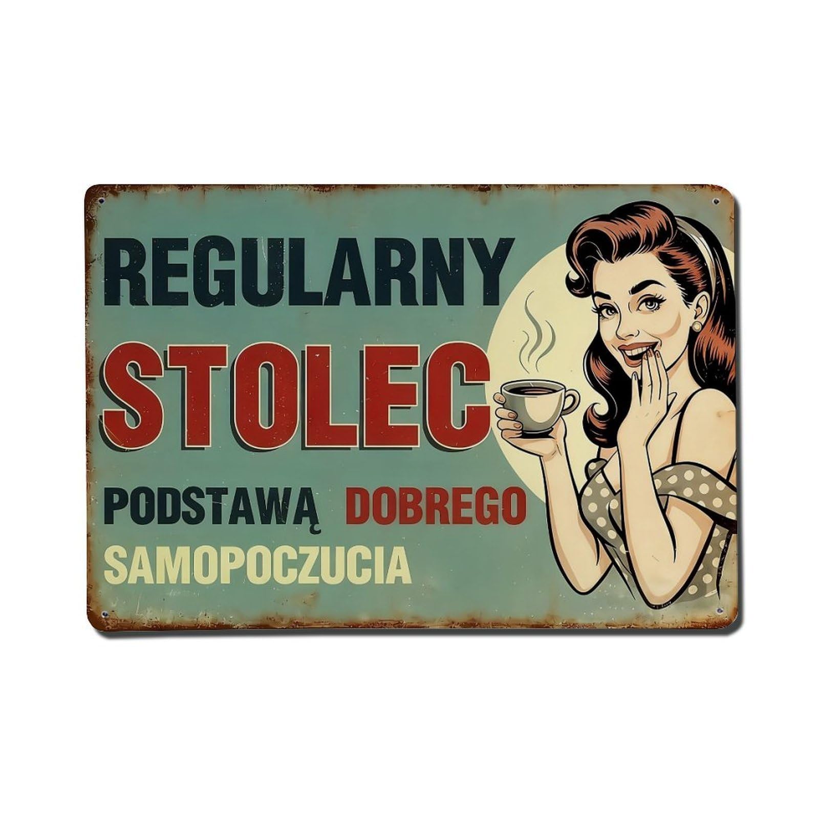 Retro Woman Coffee Cup Smile Vintage Tin Sign Retro Metal Wall Decor Metal Poster, Home Bar Garage Farmhouse Cafe Wall Art Decoration 8x12Inches