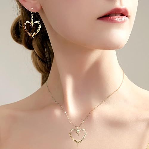 Miniatura 6 de Karol Merch - Collar de corazón de Bichota de 3 piezas y aretes de corazón de Karol, accesorios de corazón gótico KG para mujeres, collar de Bichota