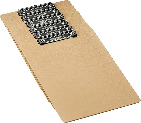 Amazon Basics Hardboard Clipboard - 6-Pack, Brown