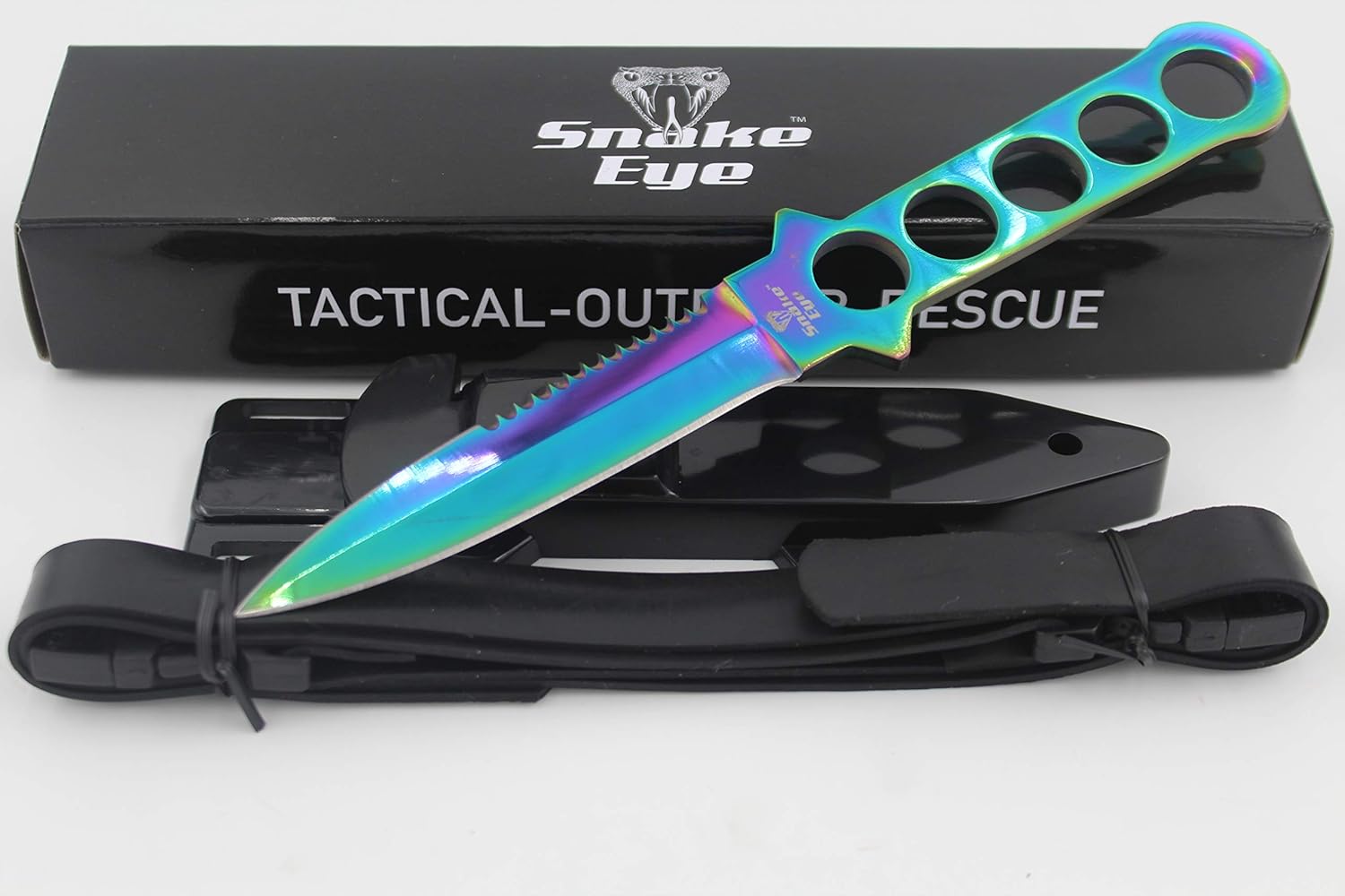 Snake Eye Tactical Dive Knife ll, All Stainless with Line Cutter, Razor Edge and Leg Strap Sheath (Single Edge) : Boot Knife : Sports & Outdoors