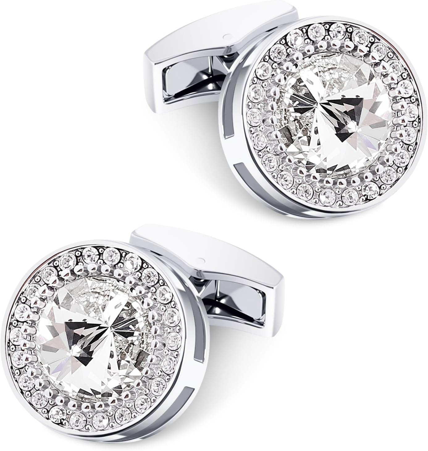 Mancornas de Cristal CZ para Hombre - Plateado - Elegantes