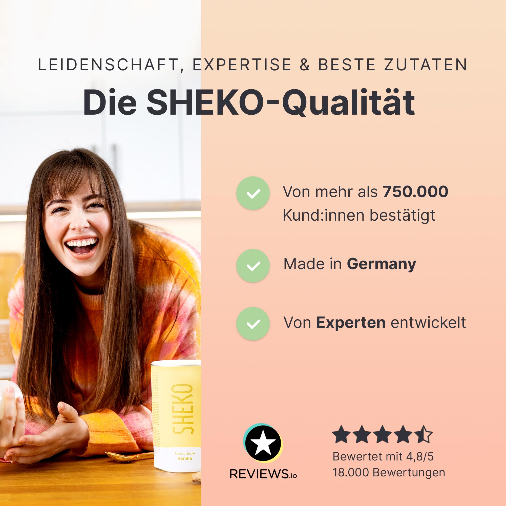 SHEKO Premium Kollagen Pulver 3x 450g - Natürliches Bioaktives Kollagen Hydrolysat - Peptide Typ 1, 2, 3 - Collagen Pulver - Reinste Qualität - Optimale Löslichkeit - Proteinpulver - Made in Germany
