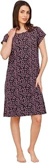 Mushy Mod Women's Cotton Star Print Knee Length Night Dress/Night Gown/Short Nighty - MM-3001 Price In India