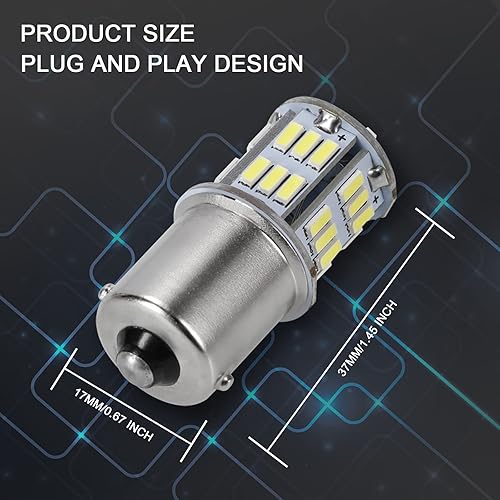 Miniatura 4 de Paquete de 10 bombillas LED superbrillantes 1156 1141 1003 BA15S para automóviles 12V sin polaridad 39-SMD chipsets LED con proyector para luces