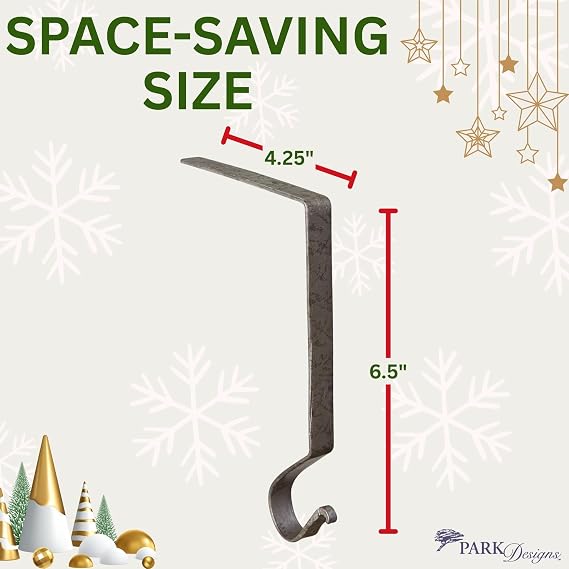 Park Designs Plain Stocking Hangers, Set of 4, Galvanized, 2 lb Capacity