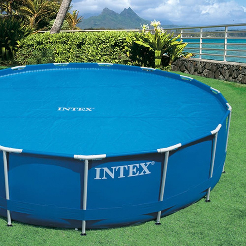 Intex 28014 Solarabdeckplane, Abdeckung mit thermischer Isolierung für runde Easy Set/Frame Pools, Polyethylen, Blau, ⌀ 488 cm