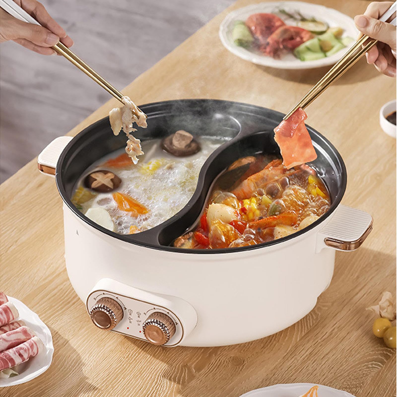 Appareil Fondue Chinoise Individuelle Double Interrupteur de Commande Coupure Automatique De L'Alimentation,7.5L