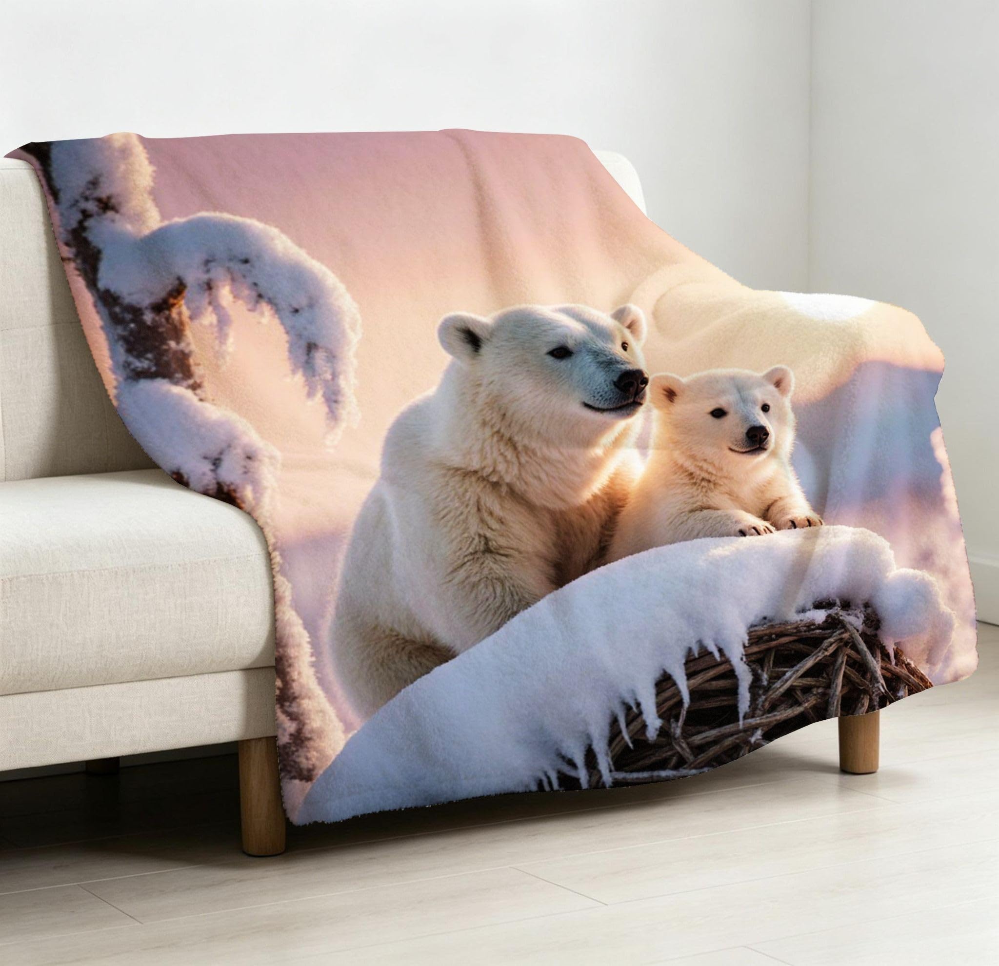 Mantas 3D 220x240cm Oso Polar 3D Franela Frazada para Cama 150-A339
