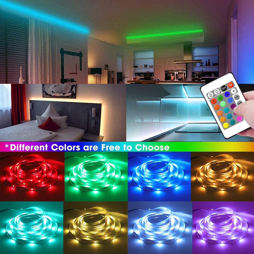 Wisada RGB LED Strip Light, DC12V 5M 2835 Flexible Colour Changing Wisada RGB LED Strip Light, DC12V 5M 2835 Flexible Colour Changing