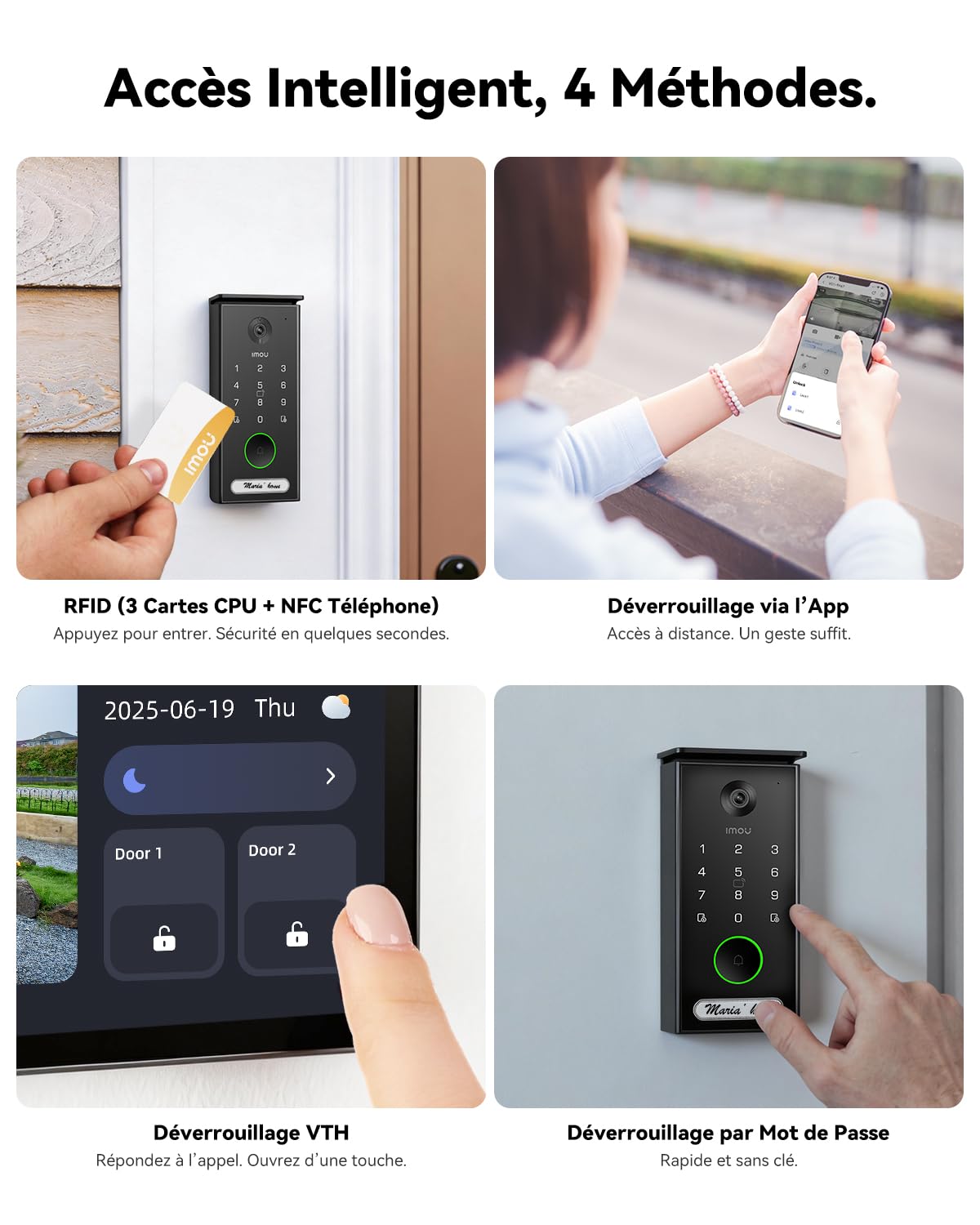 Imou 3K Visiophone Connecté Interphone Vidéo 2 Fils, 7'' Écran Tactile,IP65 | WiFi 2,4/5GHz, Détection Personne/Véhicule, Déverrouillage par Code/Carte/APP/Moniteur, Audio Bidirectionnel, Vision Nocturne