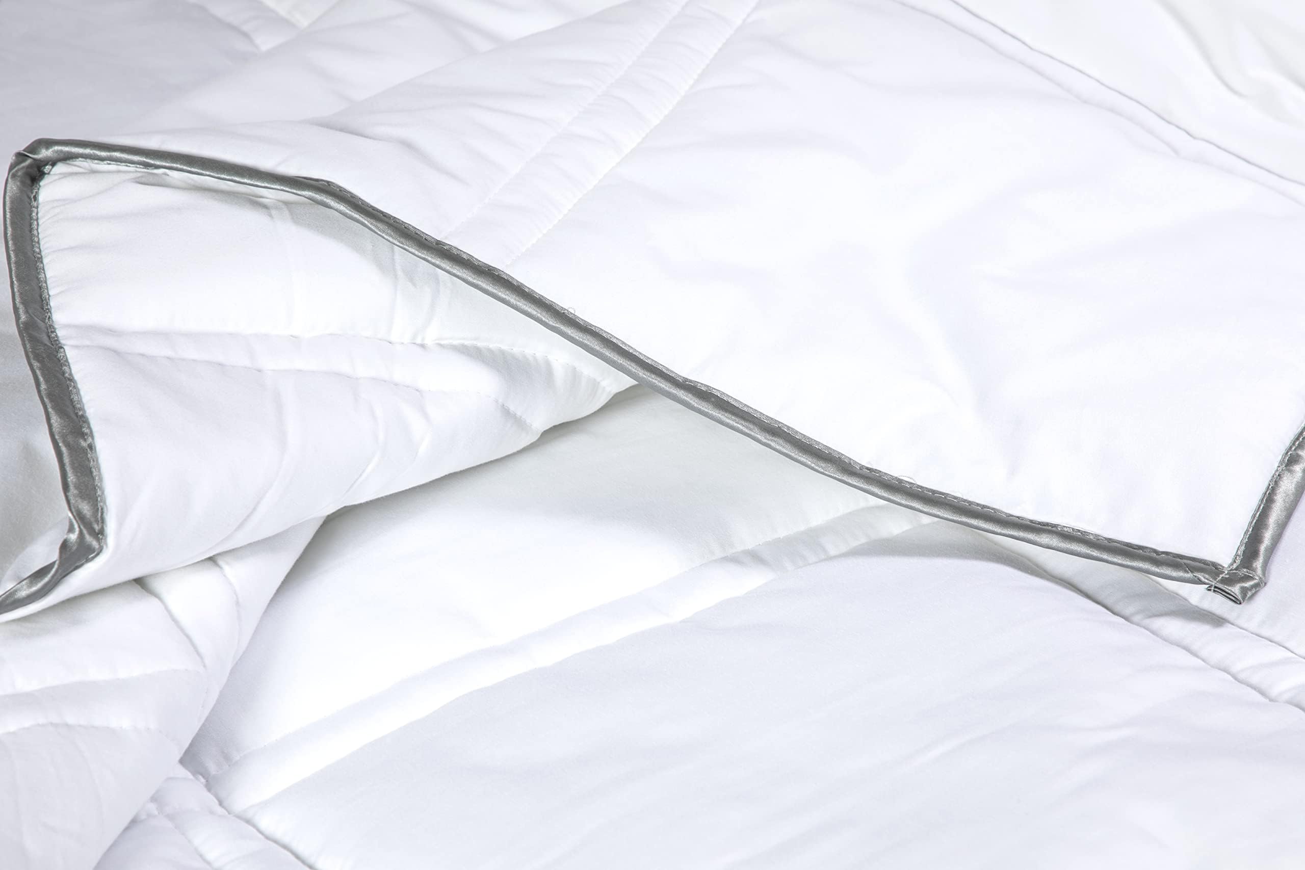 ELI and ELM Weighted Comforter - Twin Size - 13lbs - 100% Cotton - with Premium Glass Beads for Sleep - Corner Tabs