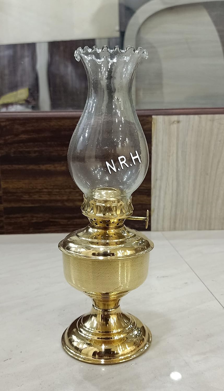 Large Chamber Oil Lamp, Vintage Glass Clear Kerosene Lamp Indoor Decorative Hurricane Lamp Oil Lantern for Tabletop Decor and Emergency Lighting Use Home Decor Lighting