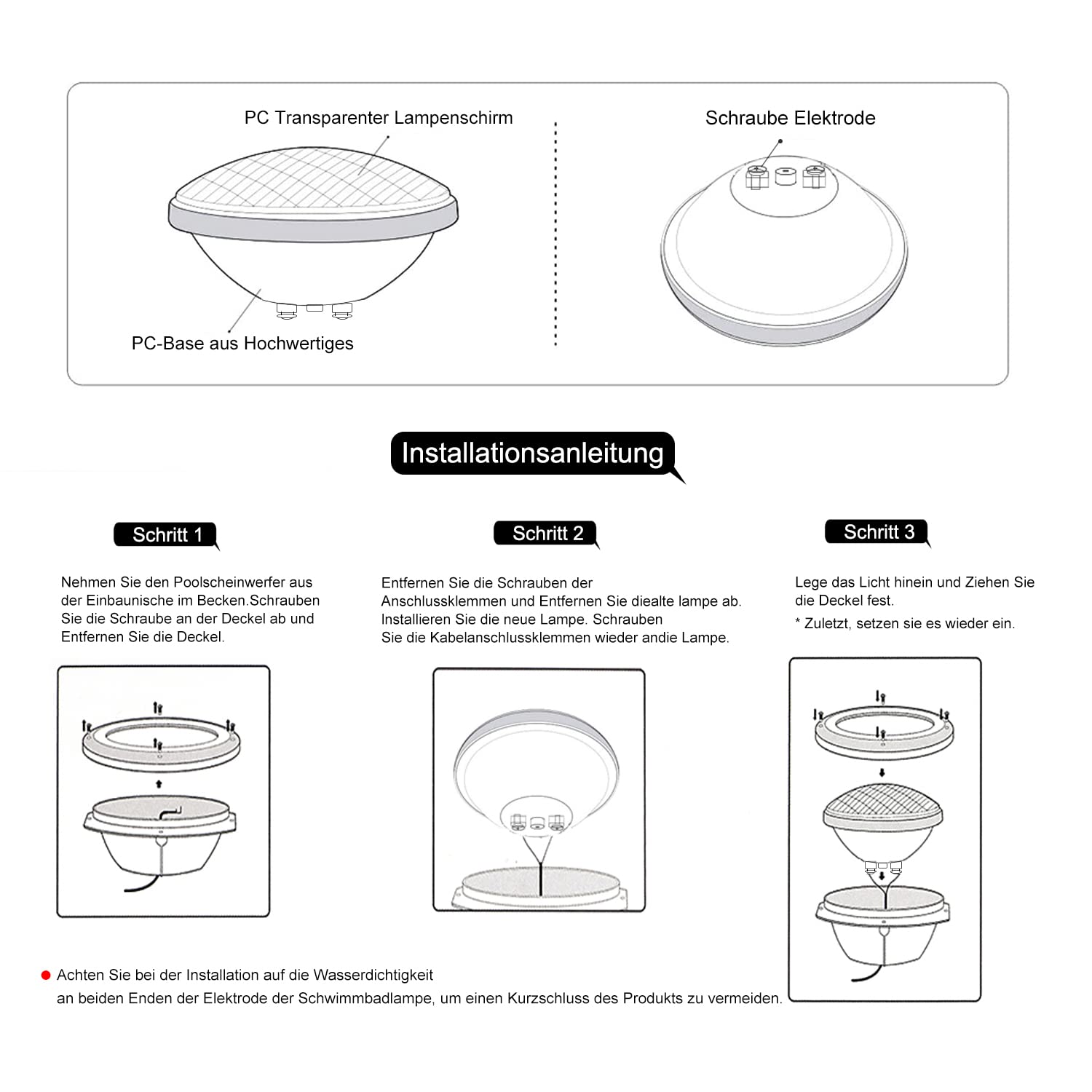 PAR56 LED luce della piscina, 12V AC/DC IP68 lampada impermeabile della piscina, 72W RGB luce di illuminazione per piscine, illuminazione dello stagno, Whirlpool