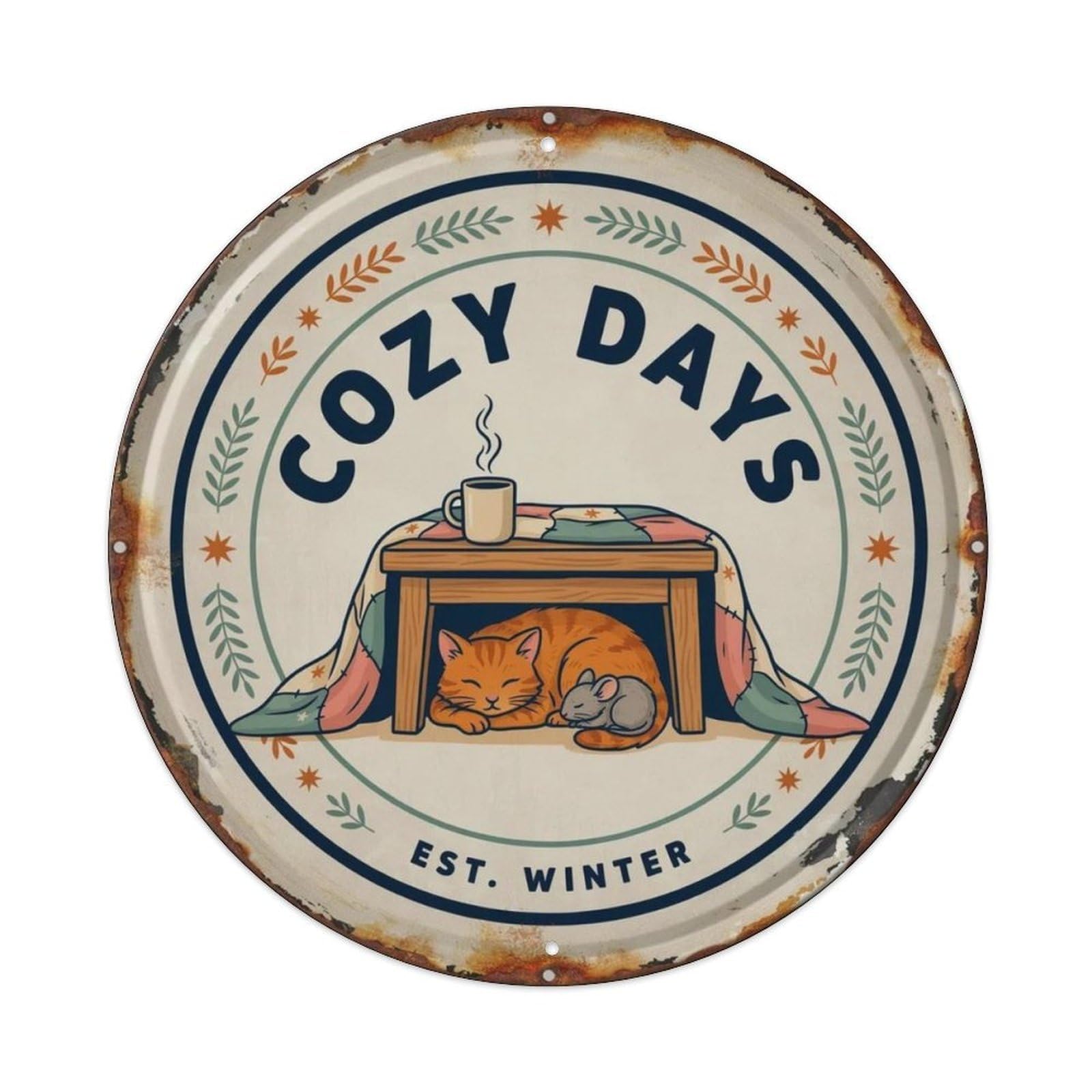 Cozy Days Japanese Metal Tin Sign Plaque