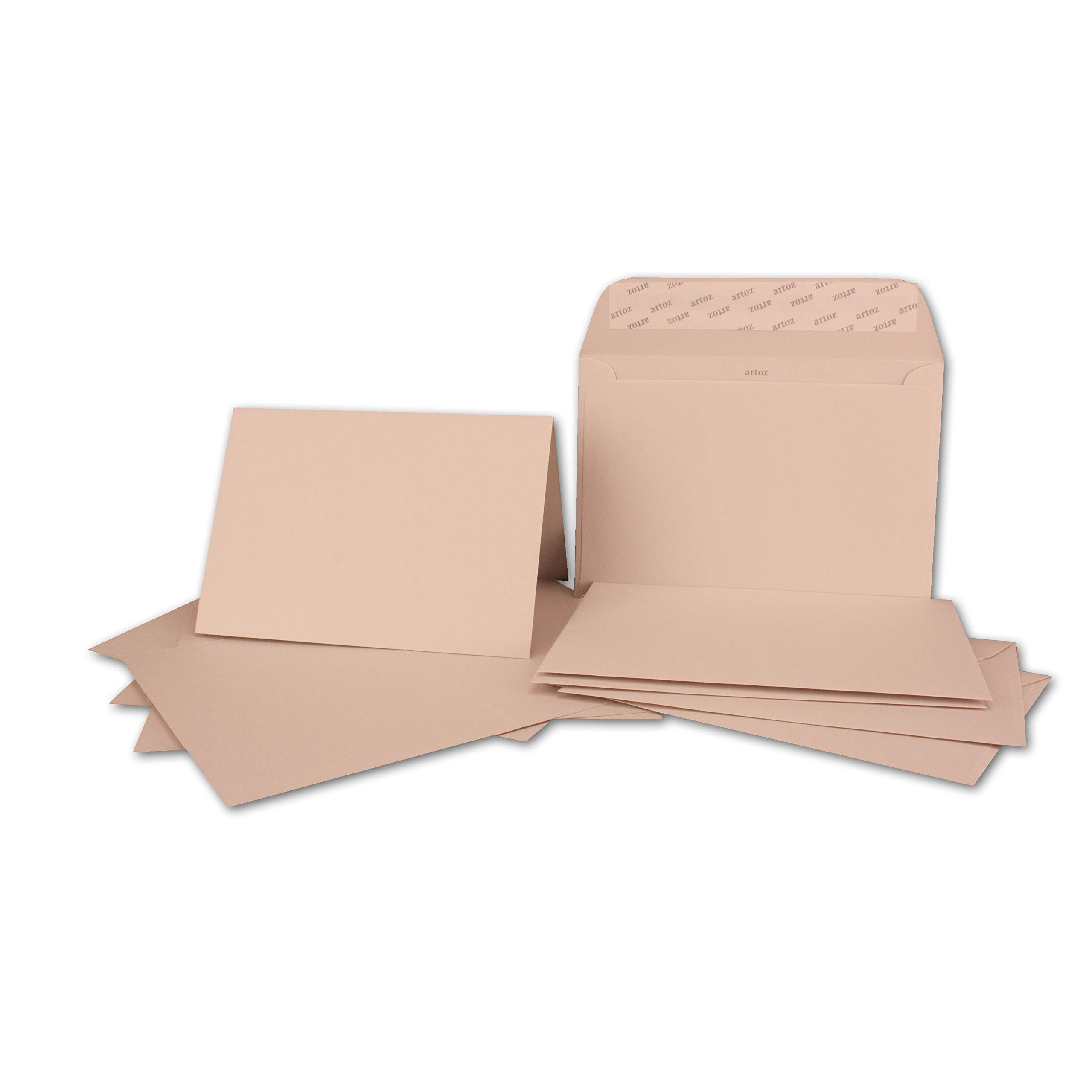 Artoz Floetta Lot de cartes pliables format A6 avec enveloppes DIN C6 200 g/m² Papier pastel 50 Sets Rose clair (281)