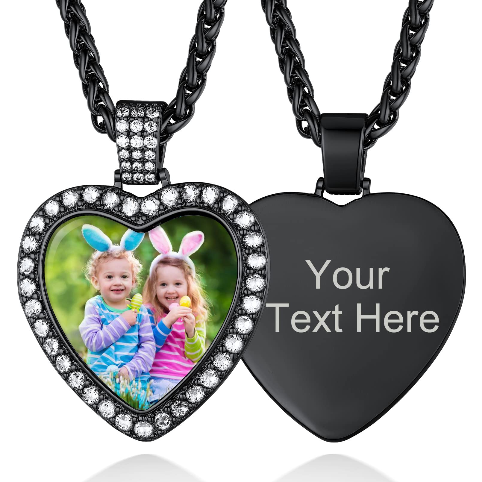 Custom4U Picture Necklace Personalized Photo Circle Chain for Men Women