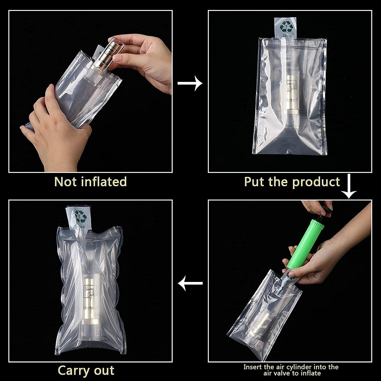 Miupoo Packaging Air Bags,Clear Plastic Inflatable Air Packaging Protector Bag with Free Pump Cushion,Air Inflatable Cushion Blocking Packaging Bag,4x6 Inches,50 Pieces