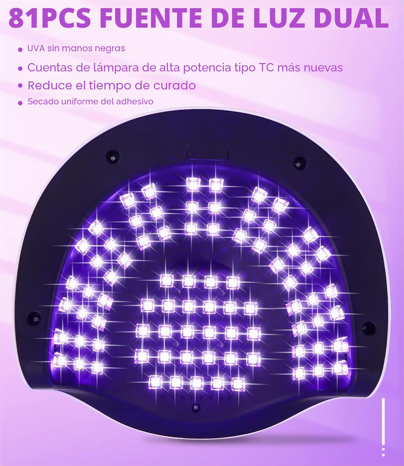 Lámpara de Uñas UV LED Profesional, 380W 81pcs de cuentas LED Curado de Esmalte de Gel Secador de Uñas Rápido, con Función de Temporización para Manicura/Pedicure Nail Art en el Hogar y Salón
