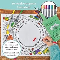 Vista 2 de eatsleepdoodle Mantel individual de frutas y verduras en su propia bolsa de algodón para colorear, cuenta con un divertido mantel individual