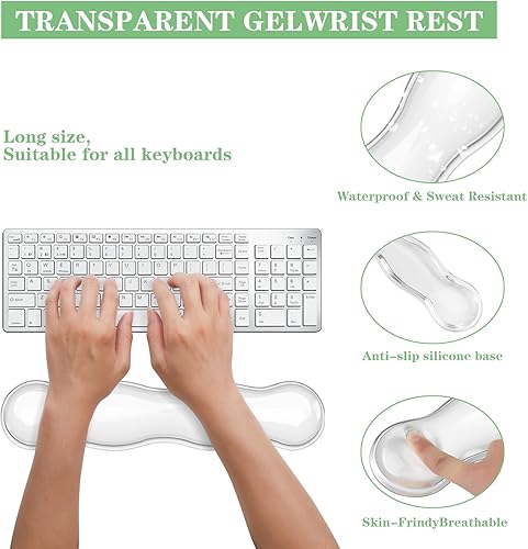 Miniatura 2 de Reposamuñecas para teclado, juego ergonómico de reposamuñecas de gel y alfombrilla para mouse, base de poliuretano antideslizante para oficina