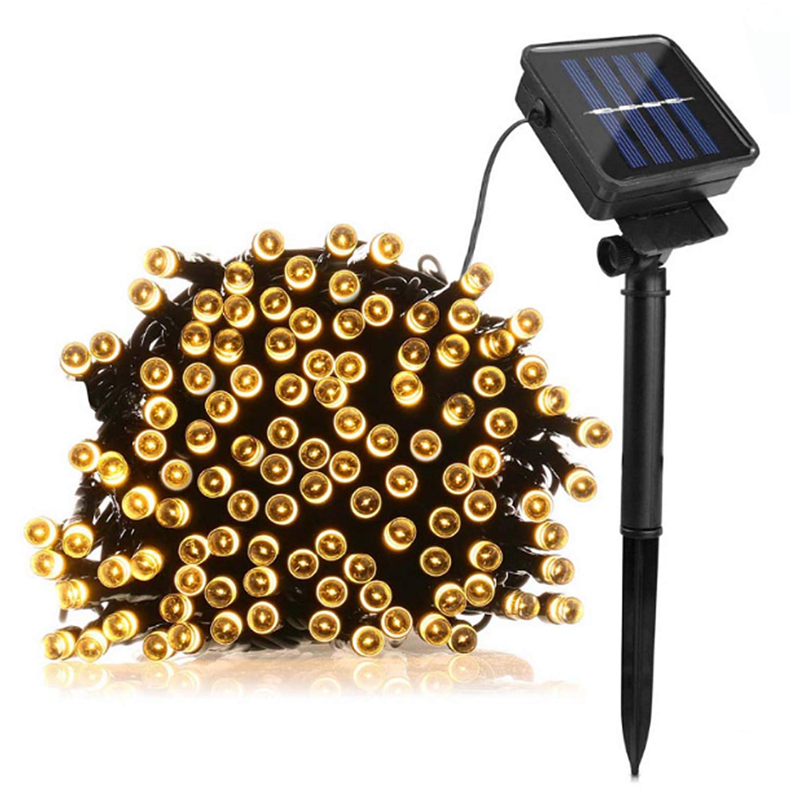 Catena Luminosa Solare 50 LED, 9.5M 8 Modalità LED Stringa Luci Cristallo Globo Impermeabile Luci di Natale per Interni e Esterni Giardino, Portico, Natale, Matrimonio, Festa (Bianco Caldo