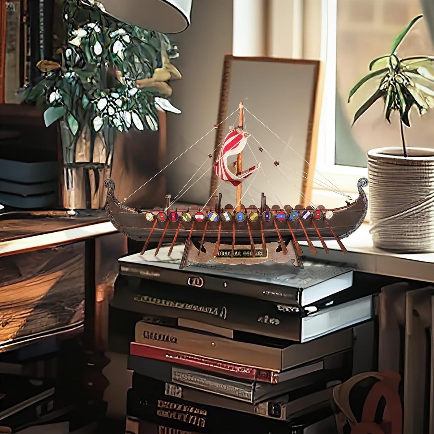 SAILINGSTORY Wooden Viking Ship Model Drakkar Oseberg 1/50 Scale Replica Scandinavian Dragon Longship Model