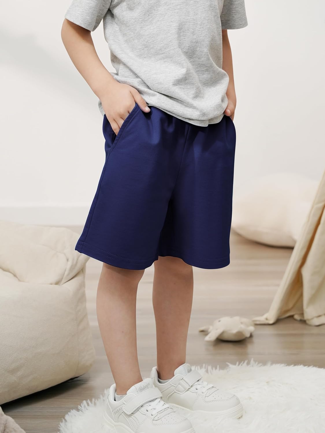 Resinta 4 Pack Toddler Boy Shorts Boys Cotton Shorts Soft Casual Elastic Waist with Pockets Drawstring Kids Summer Clothes - Image 2