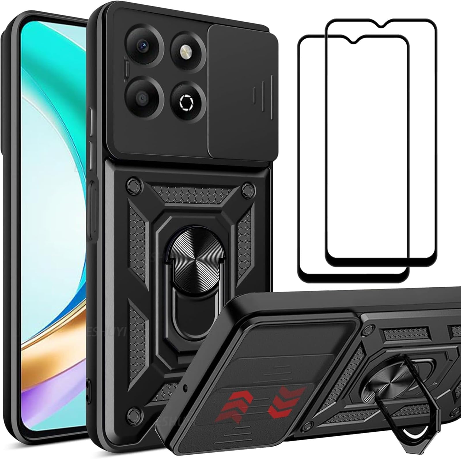 Carinacoco Case For Honor X6b 4G, With Slide Camera Cover+Rotating